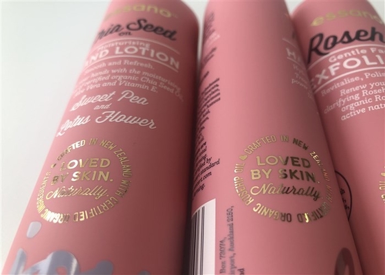 Pink Color Hand Crean Tube Packaging Hot Stamping Gold Black Flip Top Cap