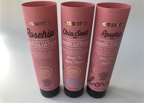 Pink Color Hand Crean Tube Packaging Hot Stamping Gold Black Flip Top Cap