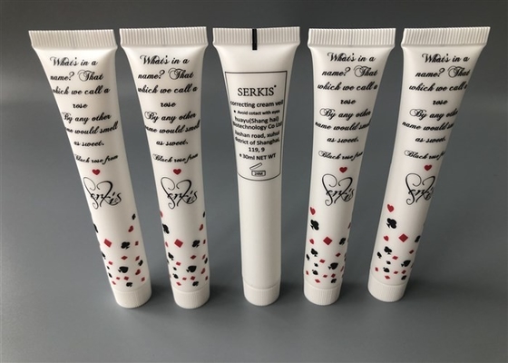 Pearl White Plastic Cosmetic Tubes With Ribbed Cap Diameter 19-122 30ml