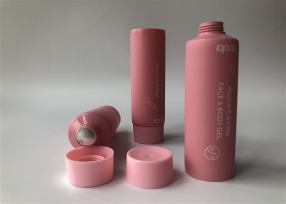 Pink Color Silk Screen Printing Plastic Tube Packing With Matt Screw On Cap Body Gel