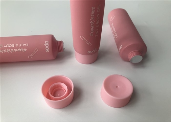 Pink Color Silk Screen Printing Plastic Tube Packing With Matt Screw On Cap Body Gel