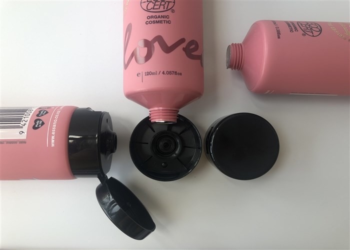 Pink Color Hand Crean Tube Packaging Hot Stamping Gold Black Flip Top Cap